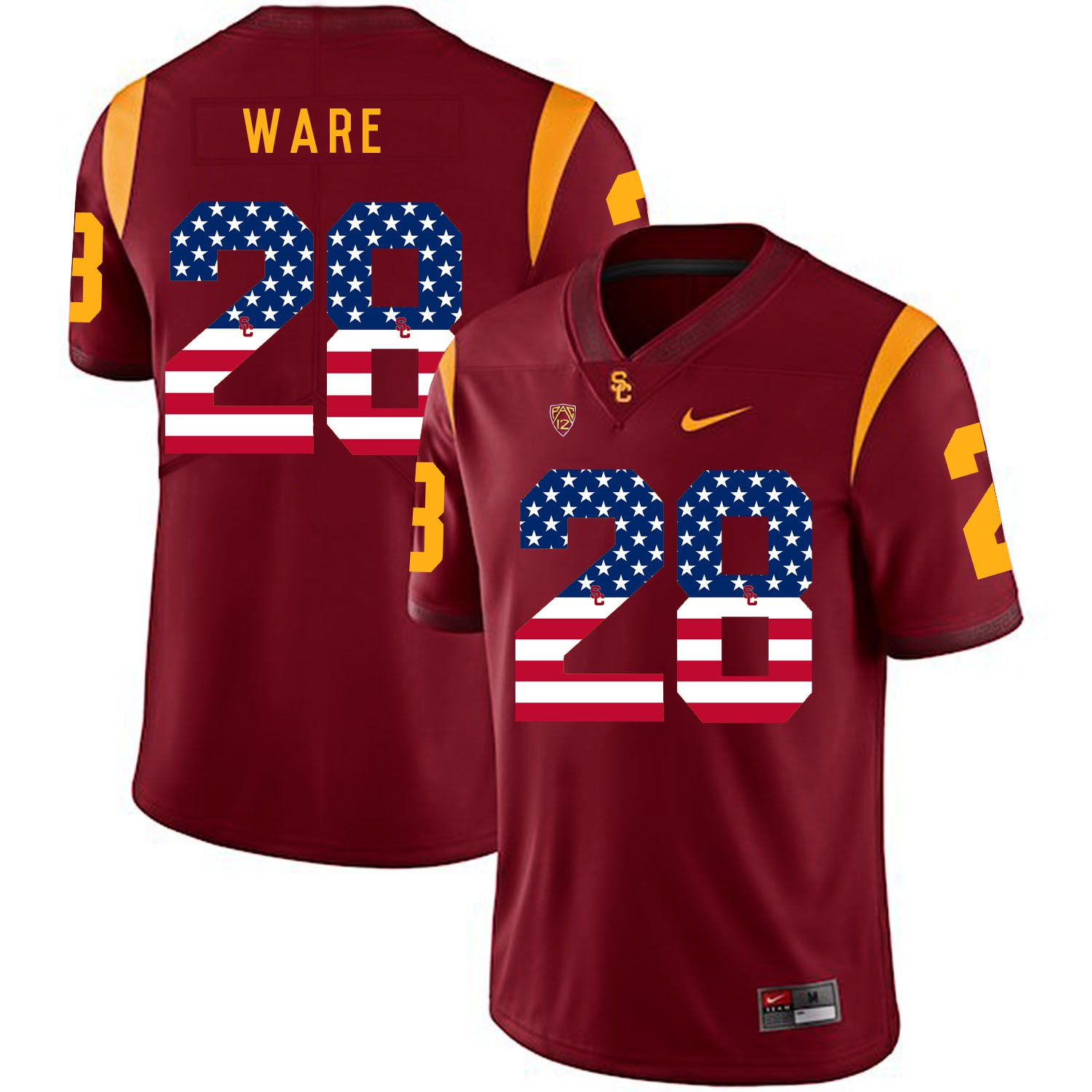 Men USC Trojans 28 Ware Red Flag Customized NCAA Jerseys